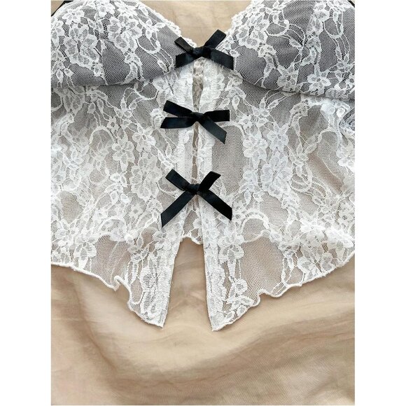 Women's Lace Mesh Sheer Crop Cami Top Sleeveless Slim Fit Party Club - Picture 4 of 5